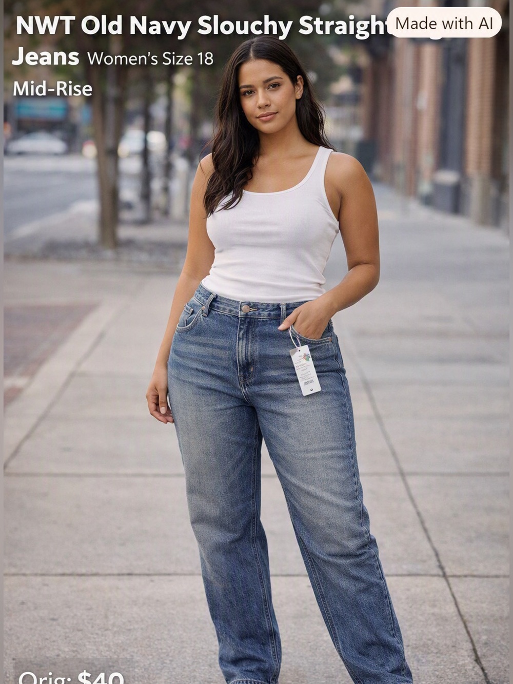 Old Navy Mid‑Rise Slouchy Straight Leg Jeans – Size 18 Petite, NWT